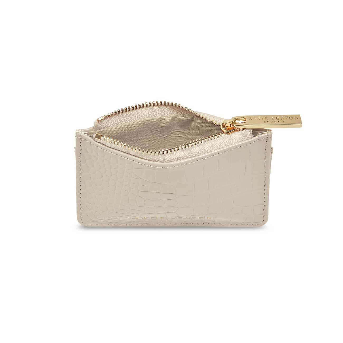 Celine Faux Croc Card Holder | Stone