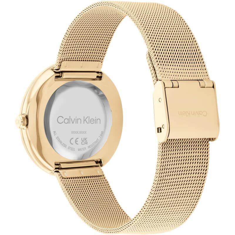 Twisted Bezel Black Dial & Gold Tone Mesh Bracelet Ladies Watch