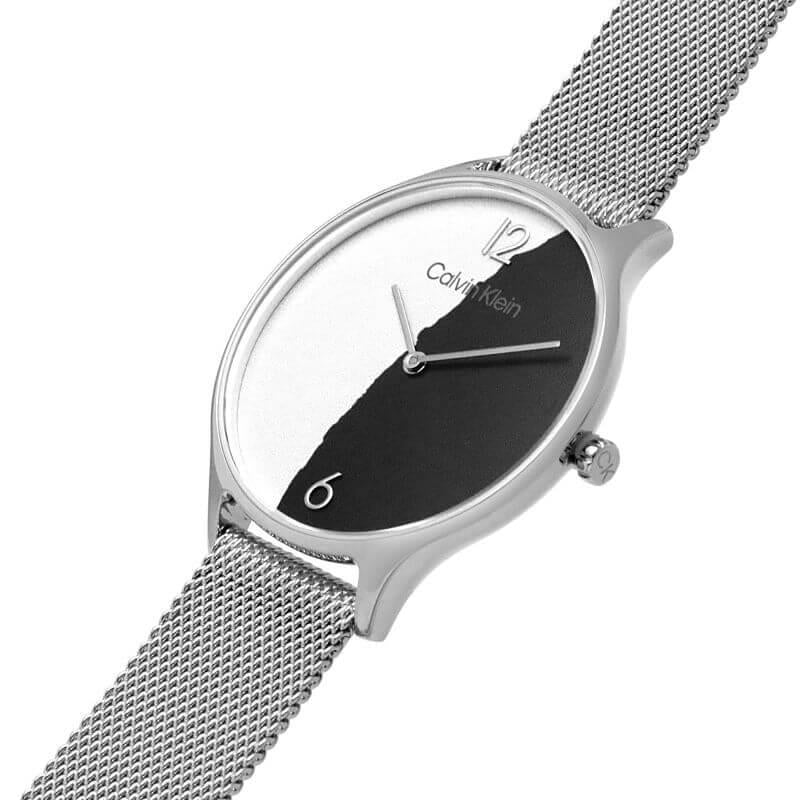 2H Two-Tone Paper Dial Stainless Steel Mesh Bracelet Ladies Watch