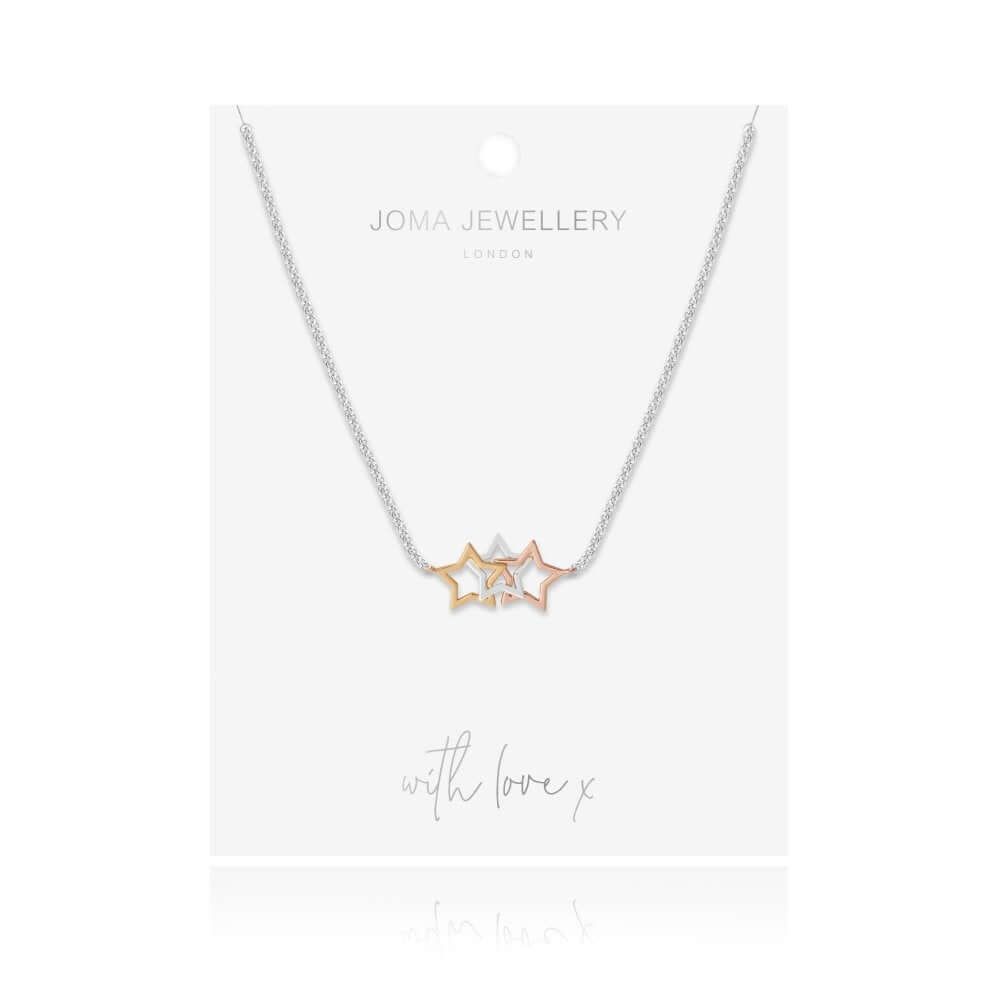 Florence | Star | Silver Rose Gold And Gold | Necklace | 46cm + 5cm Extender