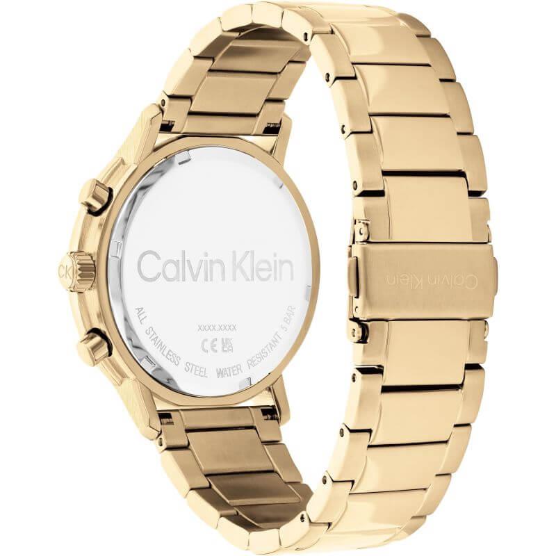 Gauge Black Chronograph Gold Tone Bracelet Strap Gents Watch
