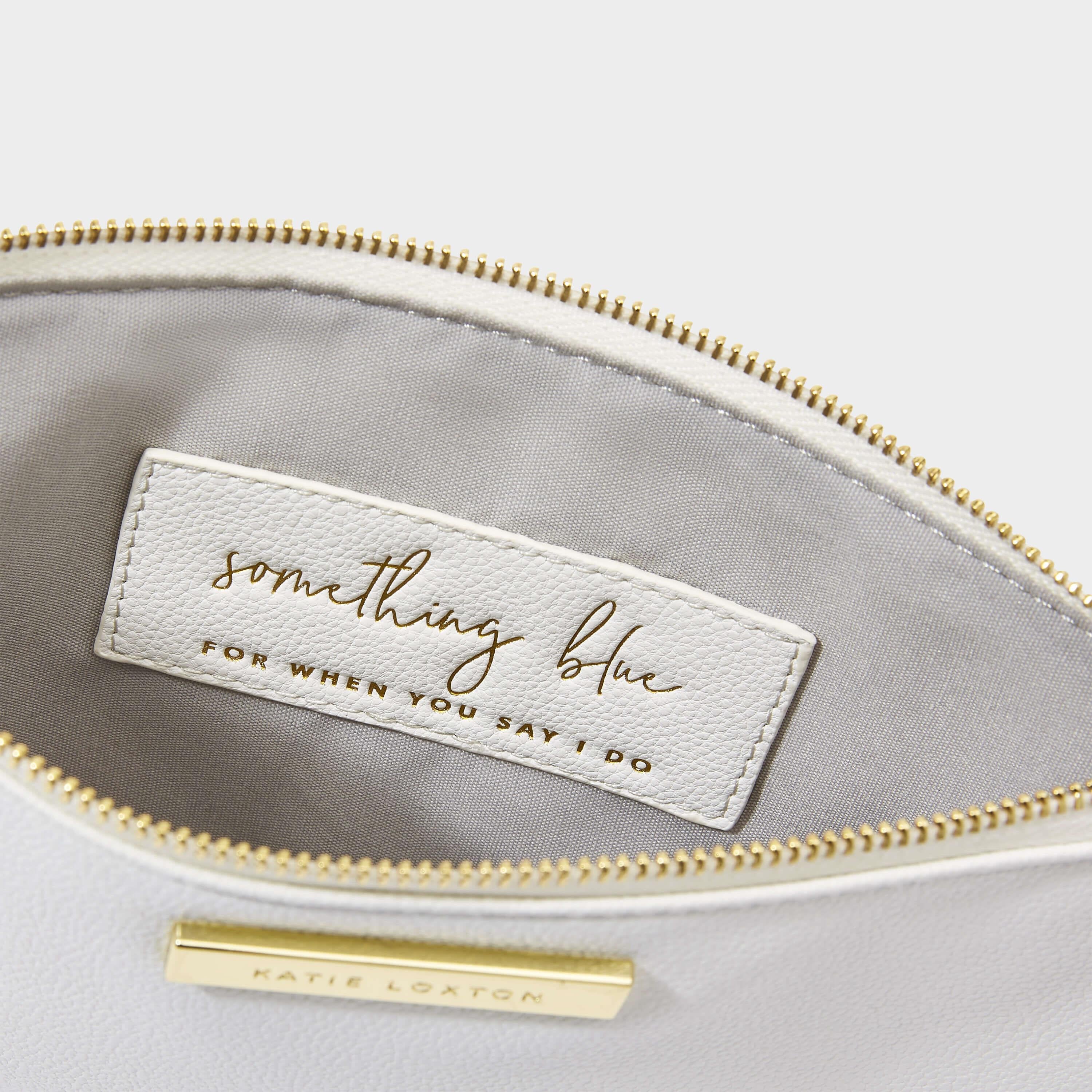 Bridal Semi-Precious Stone Pouch | Something Blue For When You Say I Do | White/ Aqua | 16 X 24 X 1.5cm