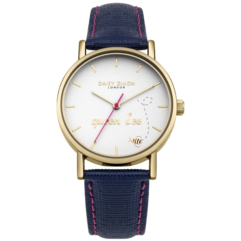 Blaire Slogan Statement Dial With Navy Saffiano Strap Ladies Watch