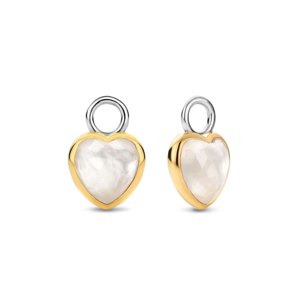 Gold Plated Silver Double Sided Heart Stone Set Ear Charm