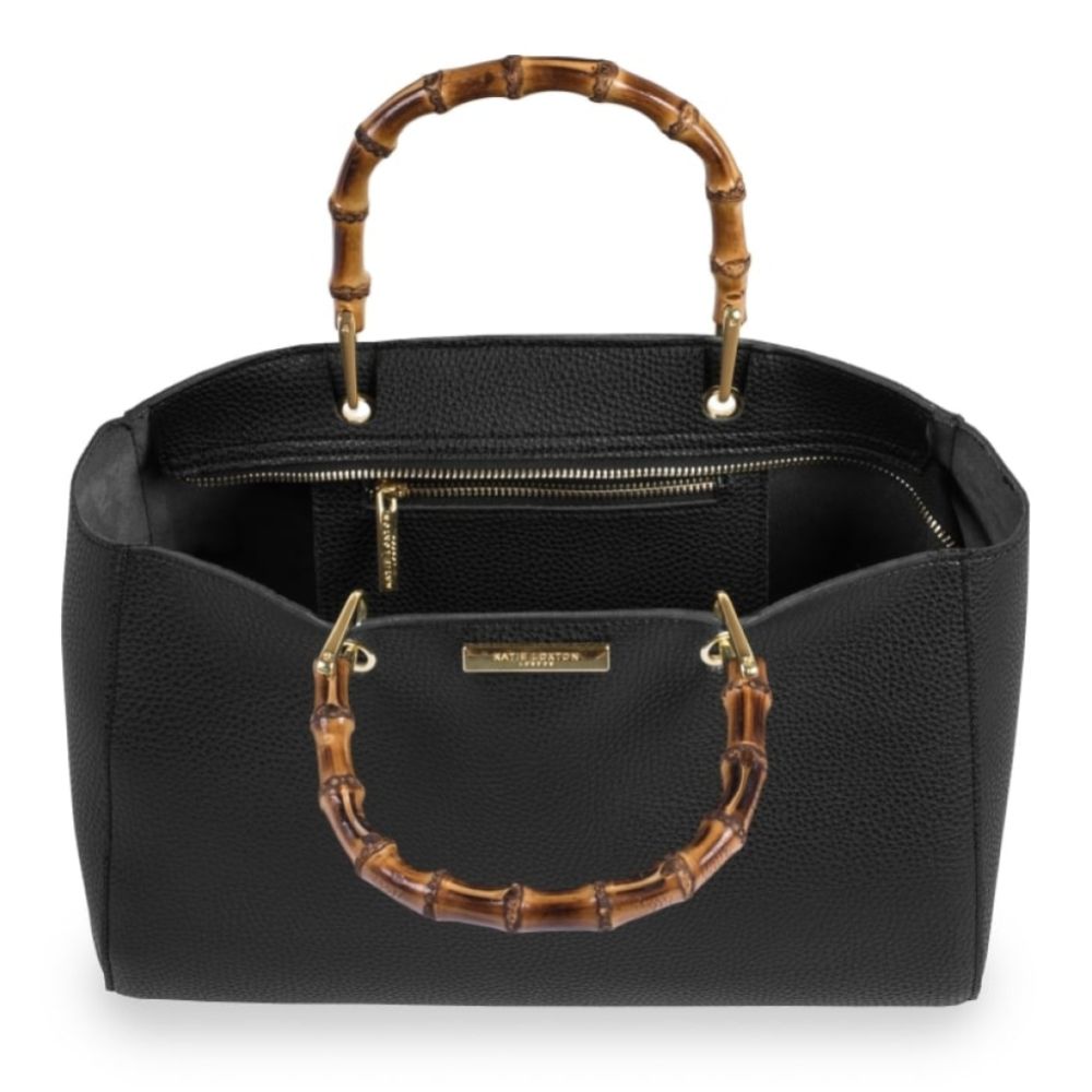 HANDBAG - AVERY BAMBOO - handbag with bamboo handle - black - 20x33x18cm