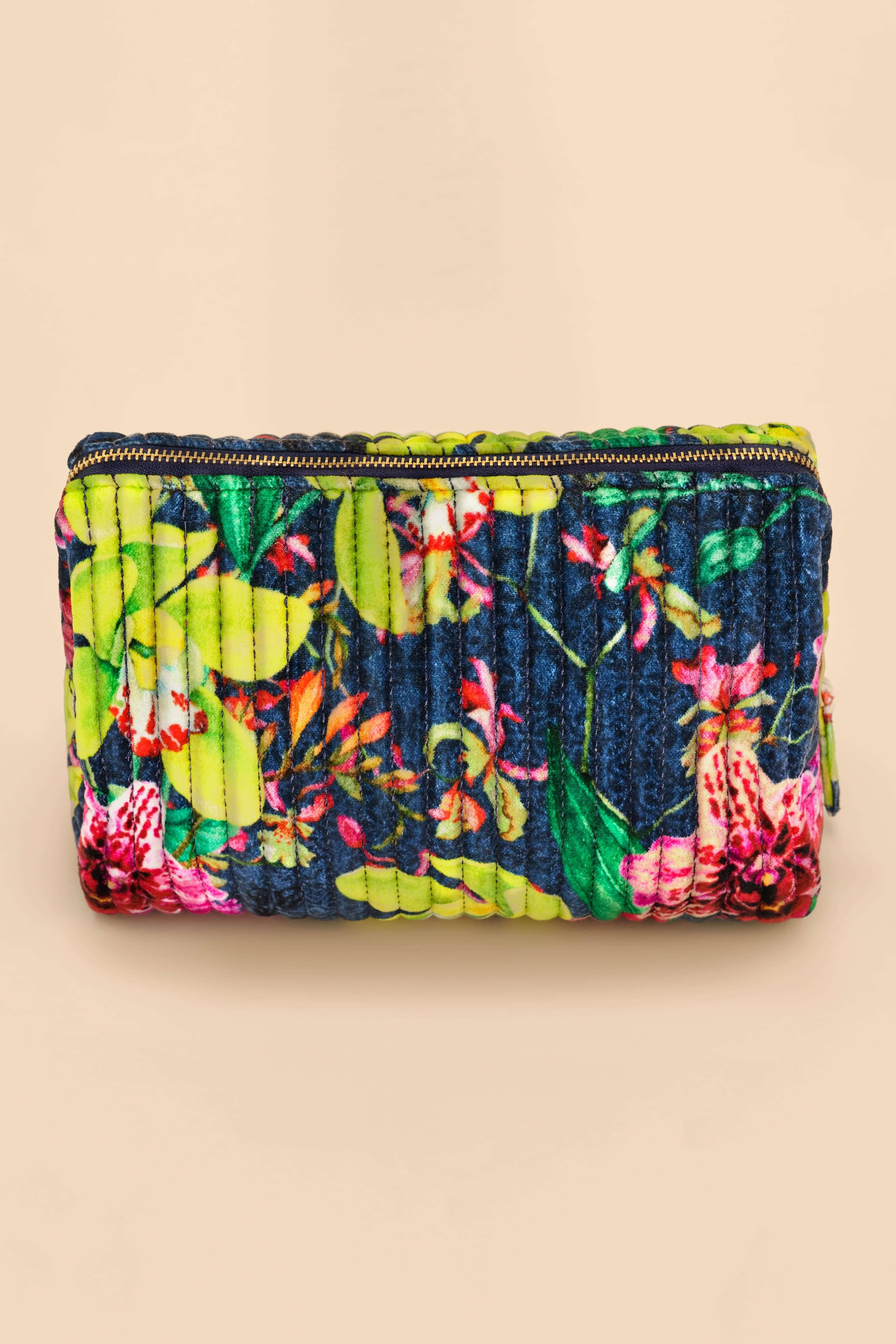 Large Quilted Washbag - Exotic Evening, Ink