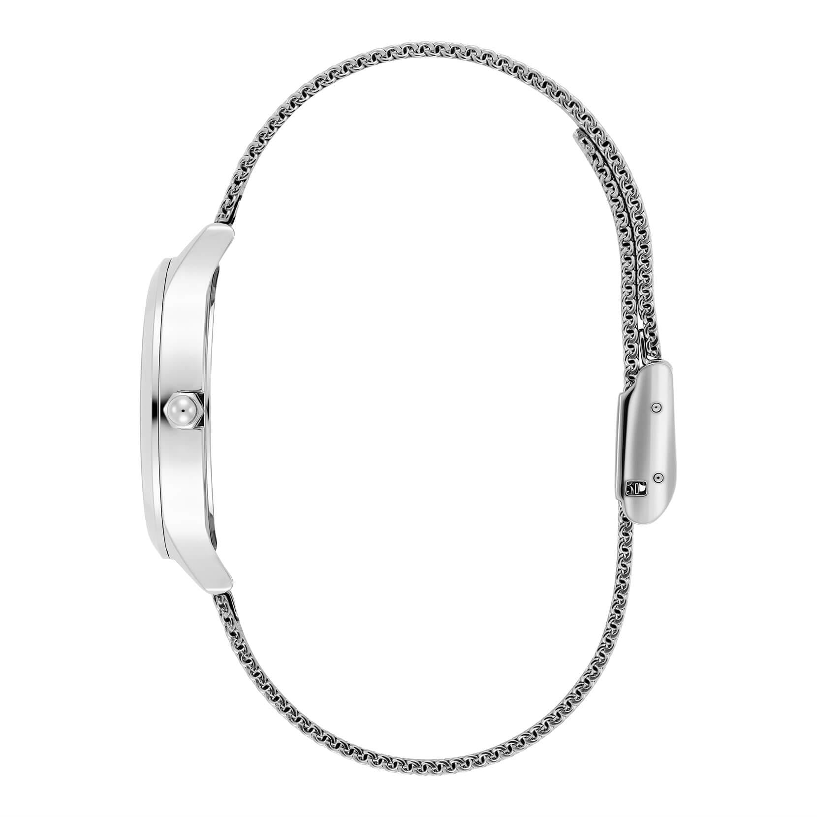 Wonderlust Silver-White Sunray Dial With Steel Mesh Bracelet Strap Ladies Watch