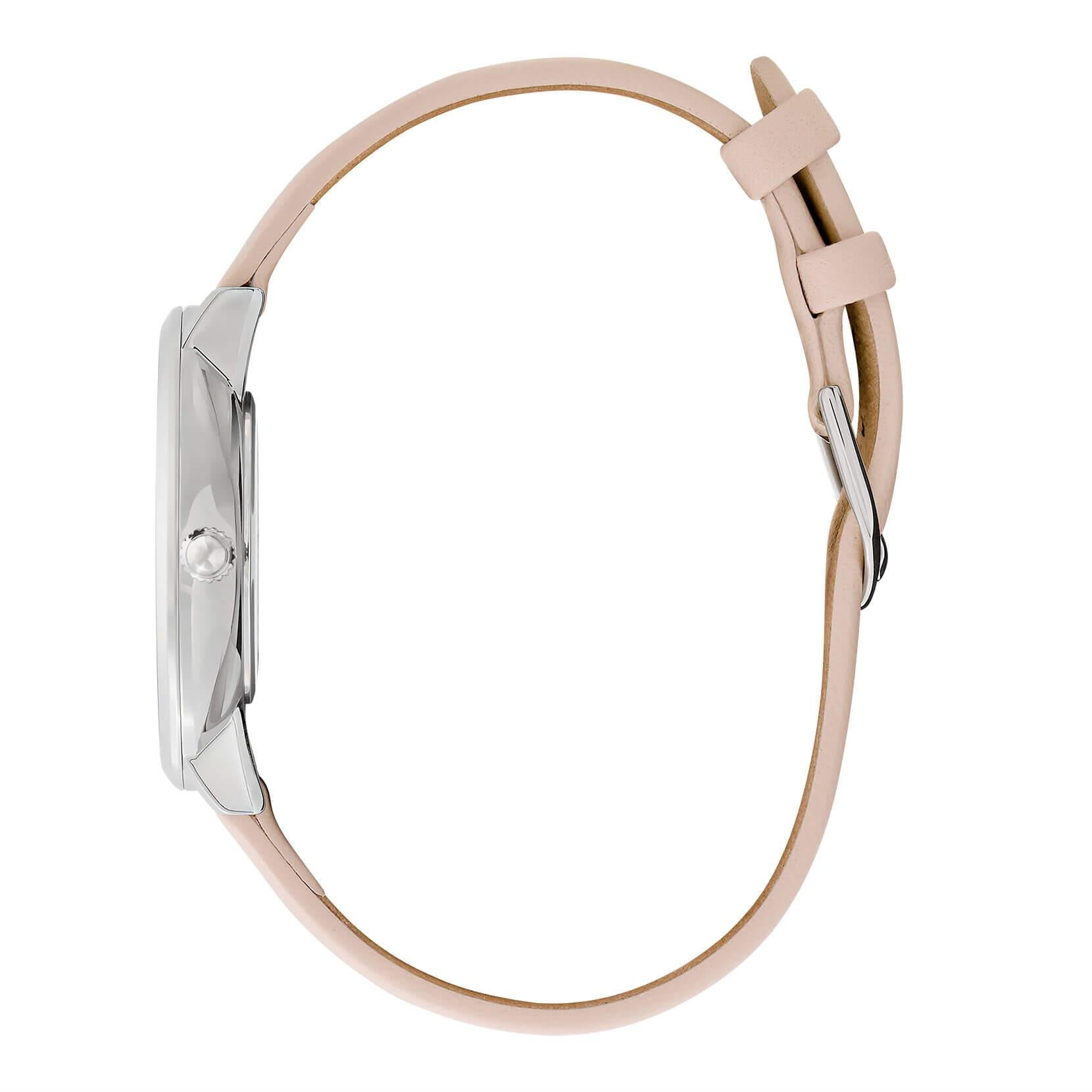 Butterfly Ultra Slim Silver Dial & Nude Leather Strap Watch