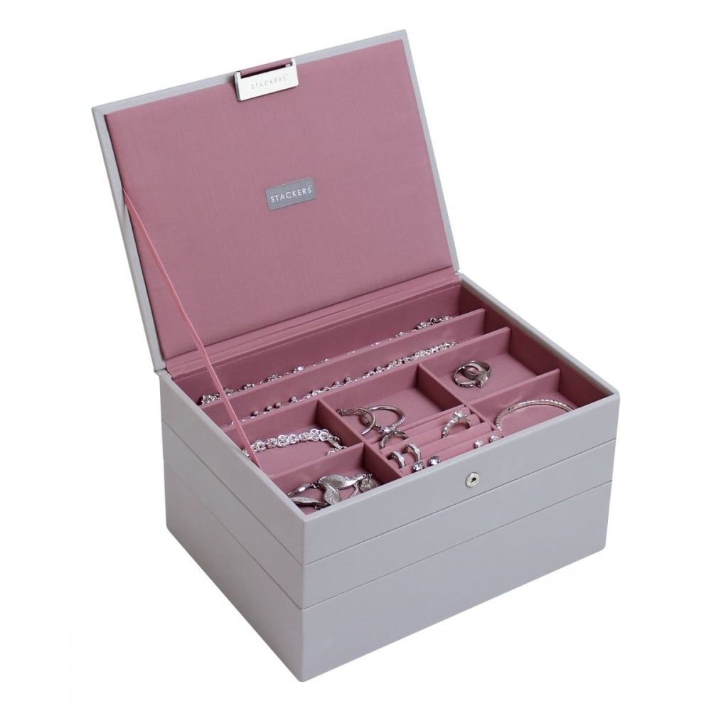 Dove Grey & Antique Rose Classic Set Of 3 Stackers