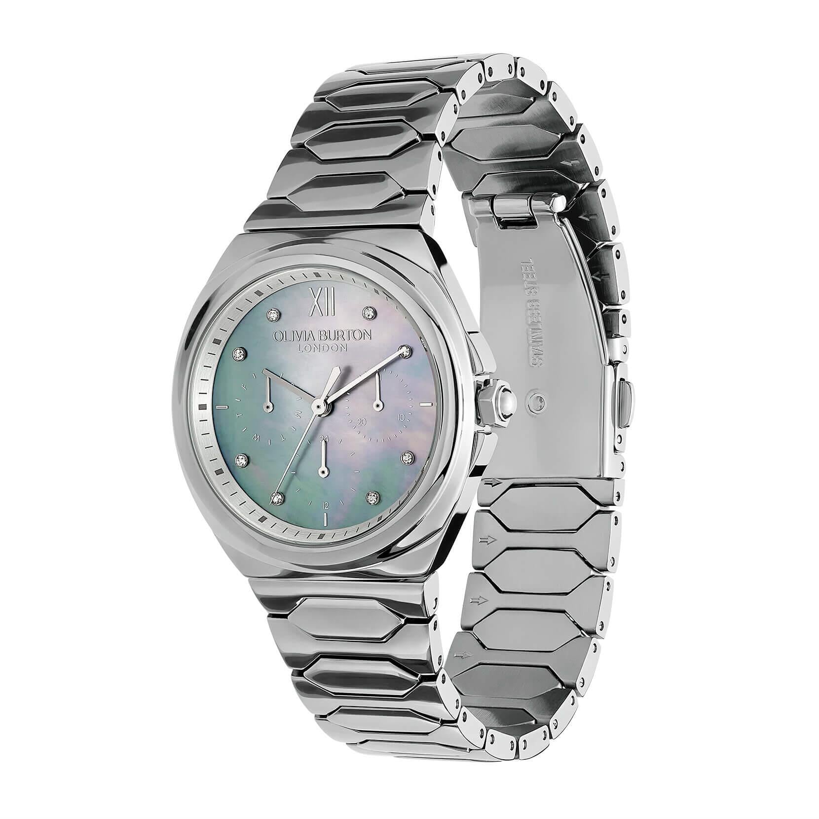 Lustre Multi-Function Light Grey Dial & Silver Bracelet Watch