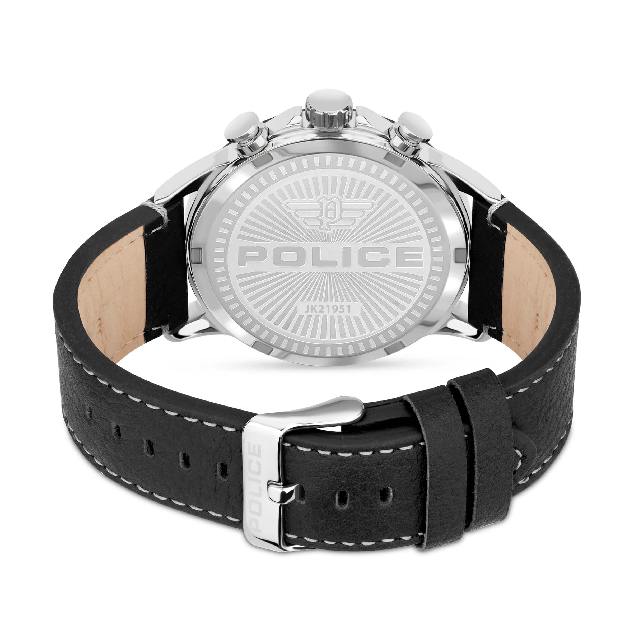 KISMET SS Multifunction Dial With Black Leather Strap Watch