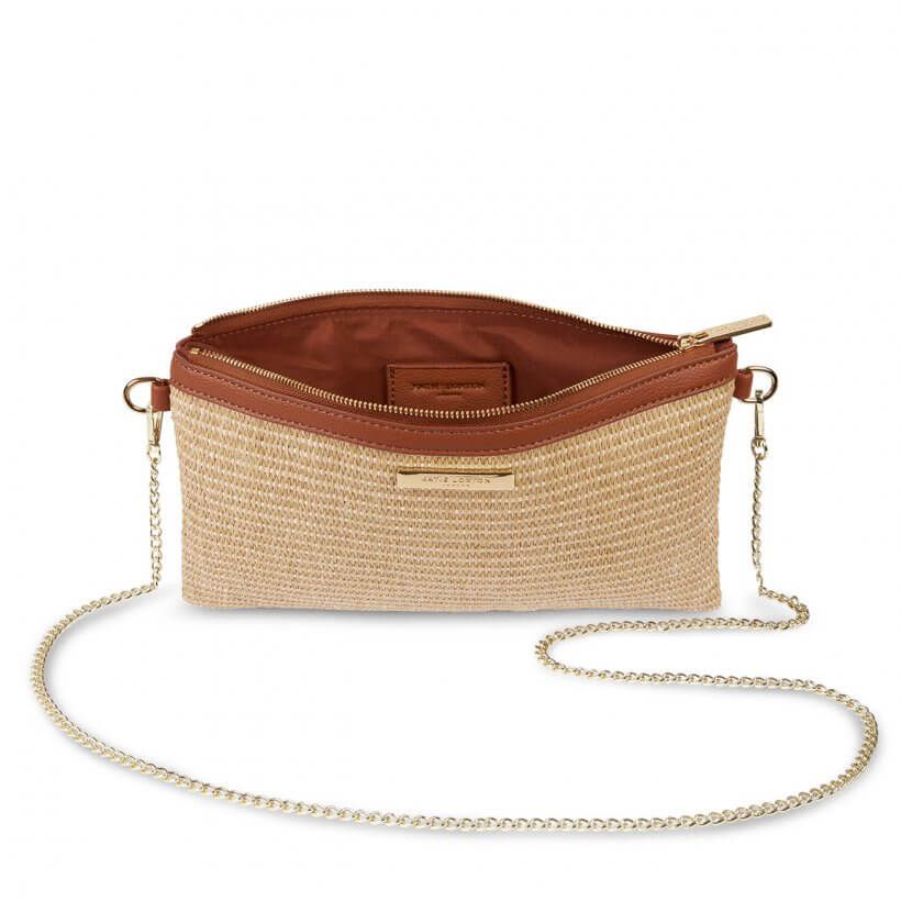 Straw Crossbody Bag | Brown