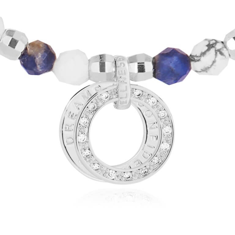 Wellness Gems | Silver | Howlite And Blue Lace Agate Bracelet | 17.5cm Stretch