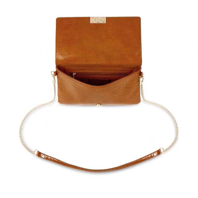 Celine Faux Croc Crossbody Bag | Cognac