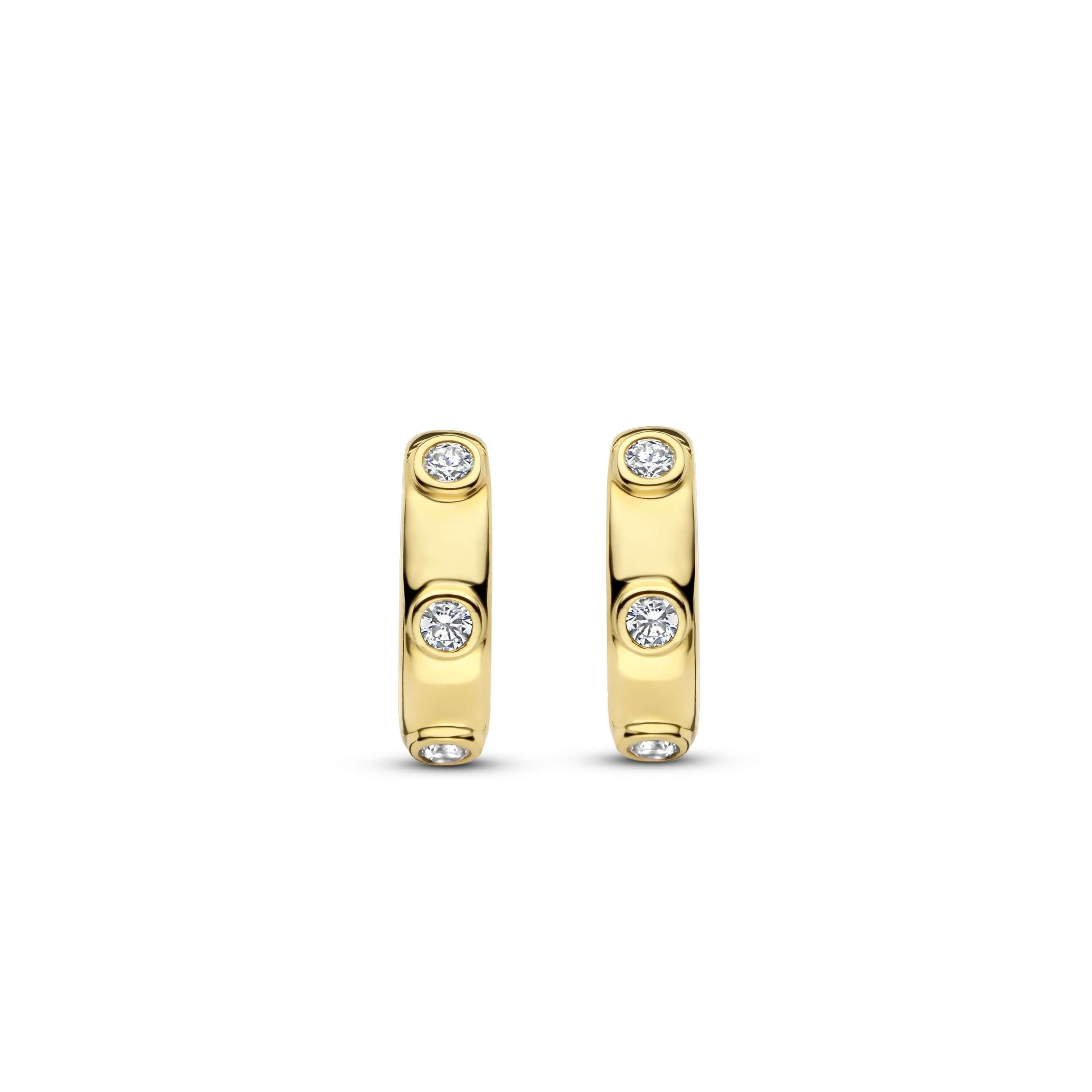 Gold Plated & CZ Huggie Hoops Earrings