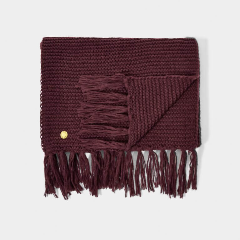 Chunky Knitted Scarf | Plum | 180cm X 40cm X 1cm