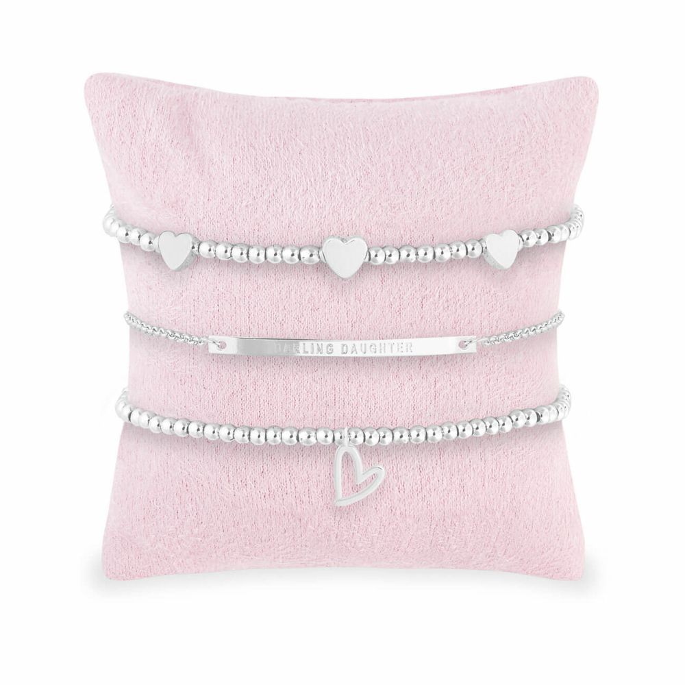 Occasion Gift Box | Darling Daughter | Silver | Bracelets |  X2 Bracelet 17.5cm Stretch X1  Bracelet 19cm Adjustable