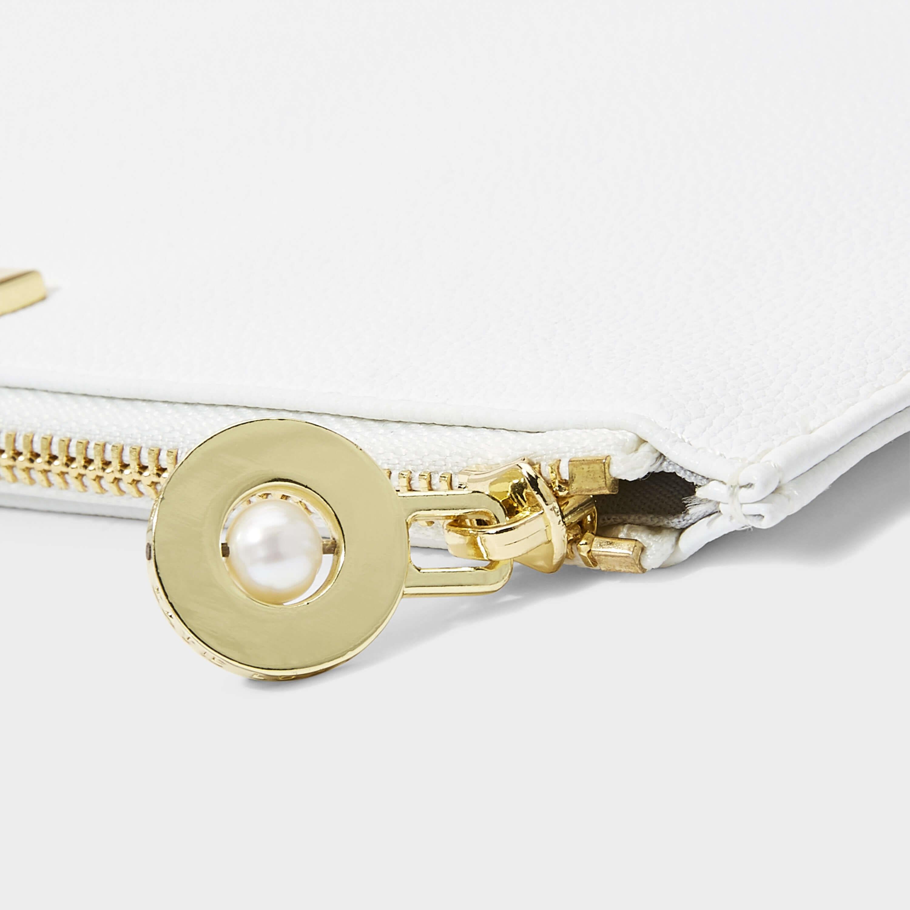 Bridal Semi-Precious Stone Pouch | Love, Laughter And A Happy Ever After |  White/ Pearl  16 X 24 X 1.5cm