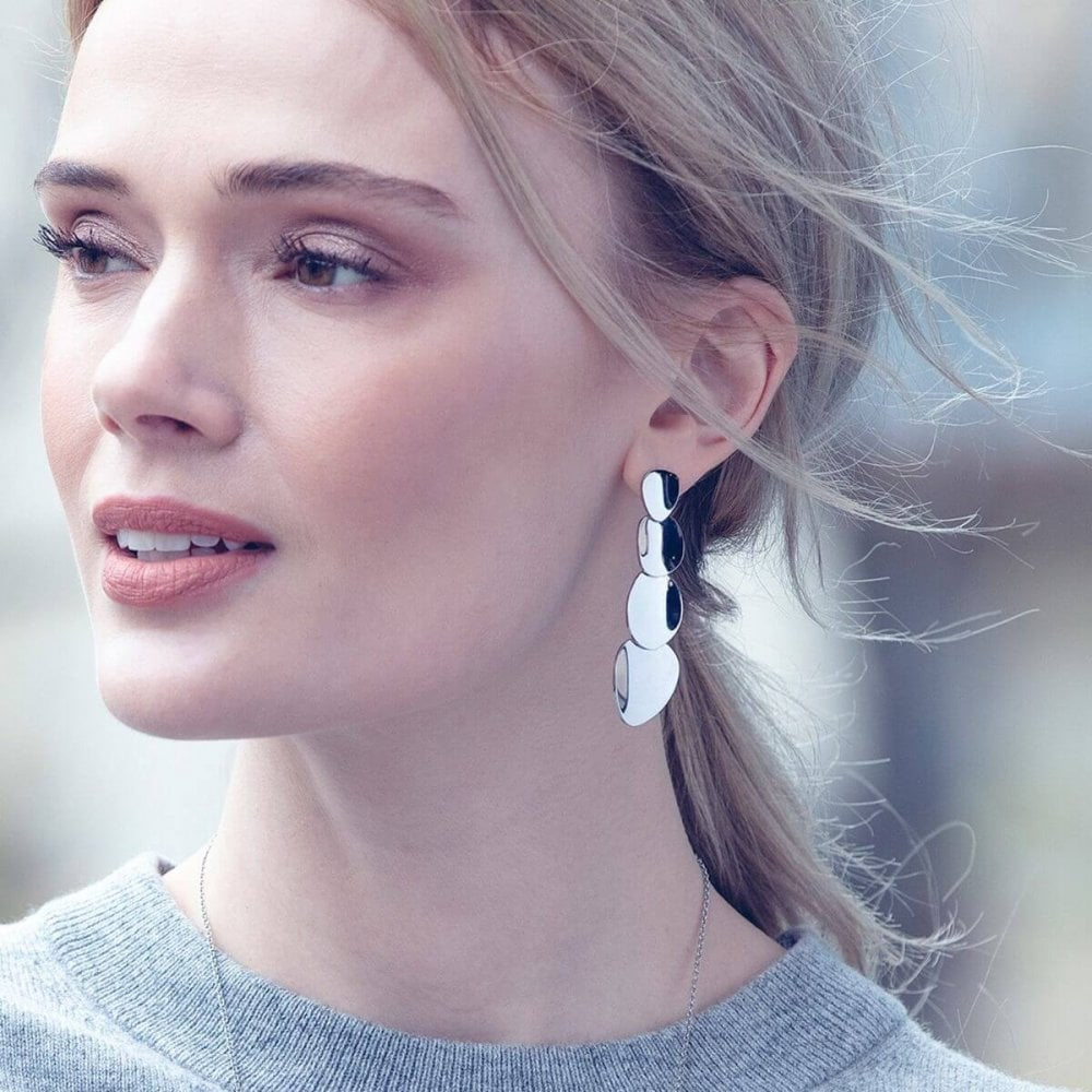 Pebble Earrings Long Steel