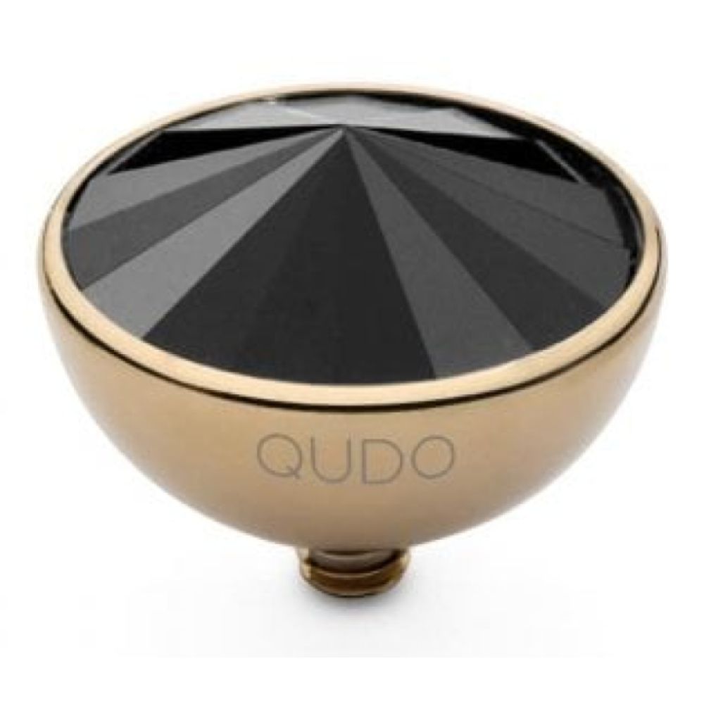 Famosa Gold 13mm Bottone Ring Top Jet Hematite
