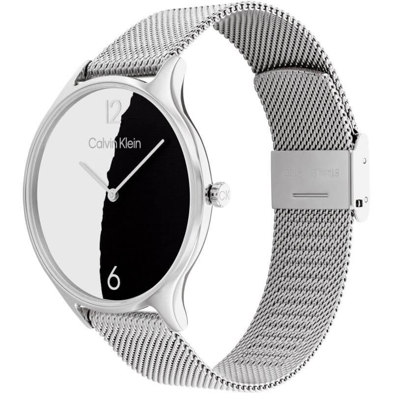 2H Two-Tone Paper Dial Stainless Steel Mesh Bracelet Ladies Watch