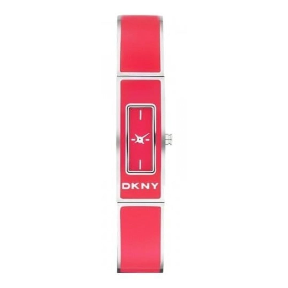 Ladies Pink Semi Bangle Logo Steel Watch