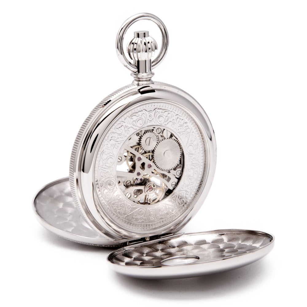 Whitehall - Chrome Mechanical Double Half Hunter Pocket Watch