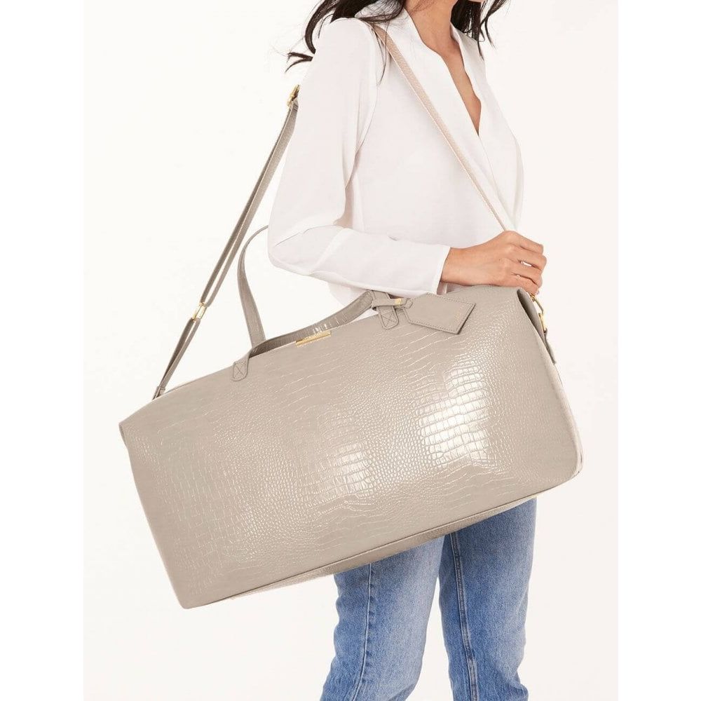Celine Faux Croc Weekend Holdall Bag | Oyster Grey | 30 X 53 X 25cm