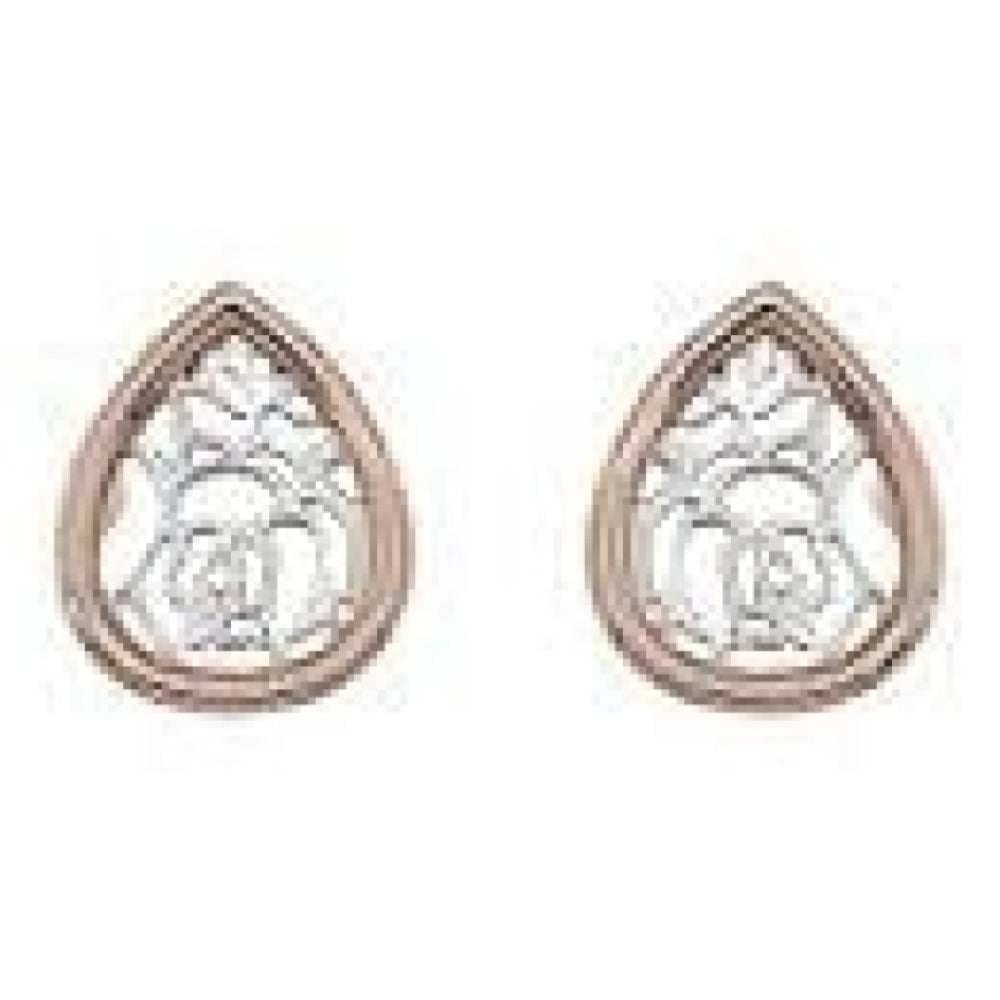 Silver & Rose Gold Faith Small Teardrop Stud Earrings