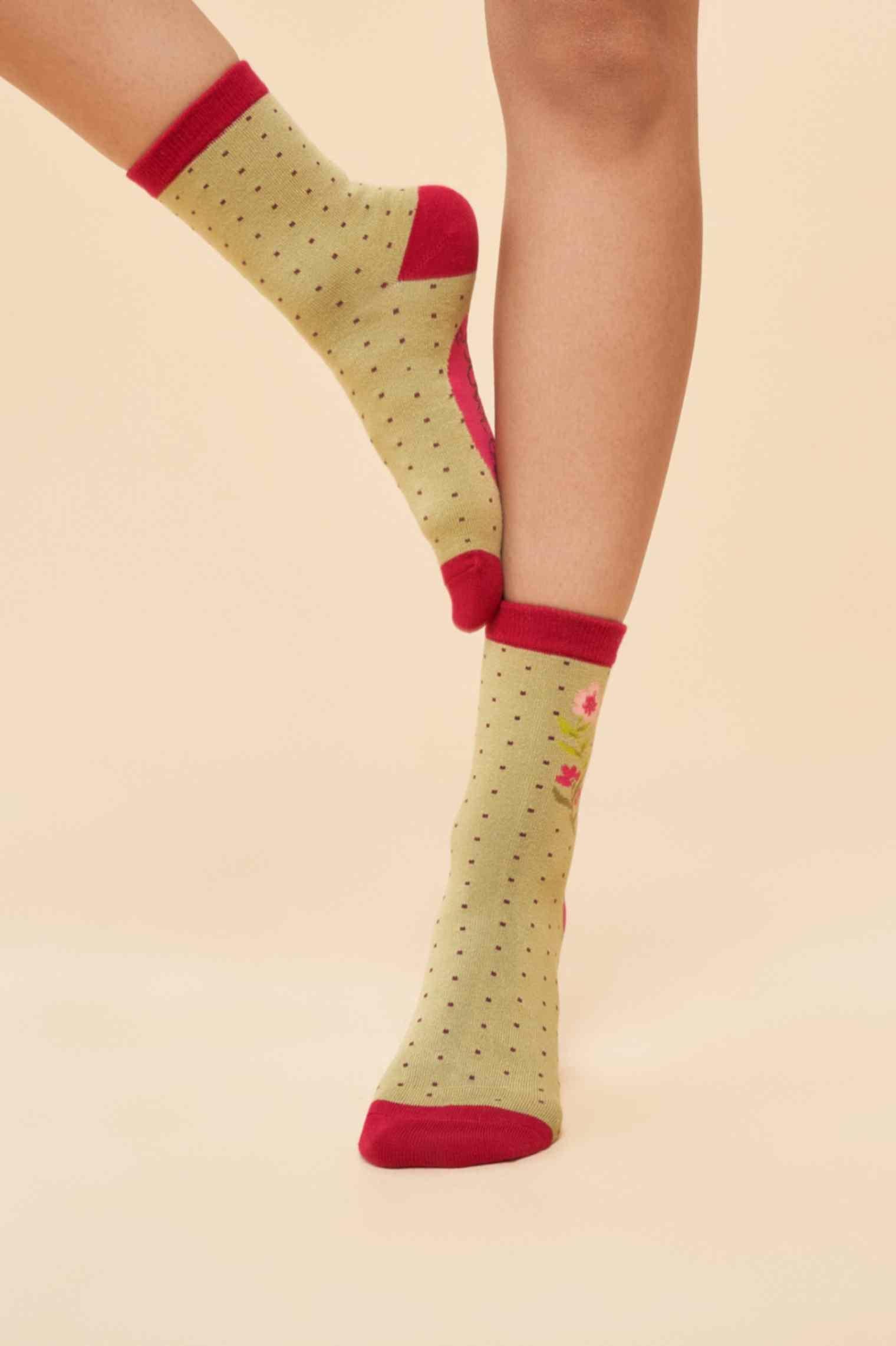 Ladybird Ankle Socks - Sage