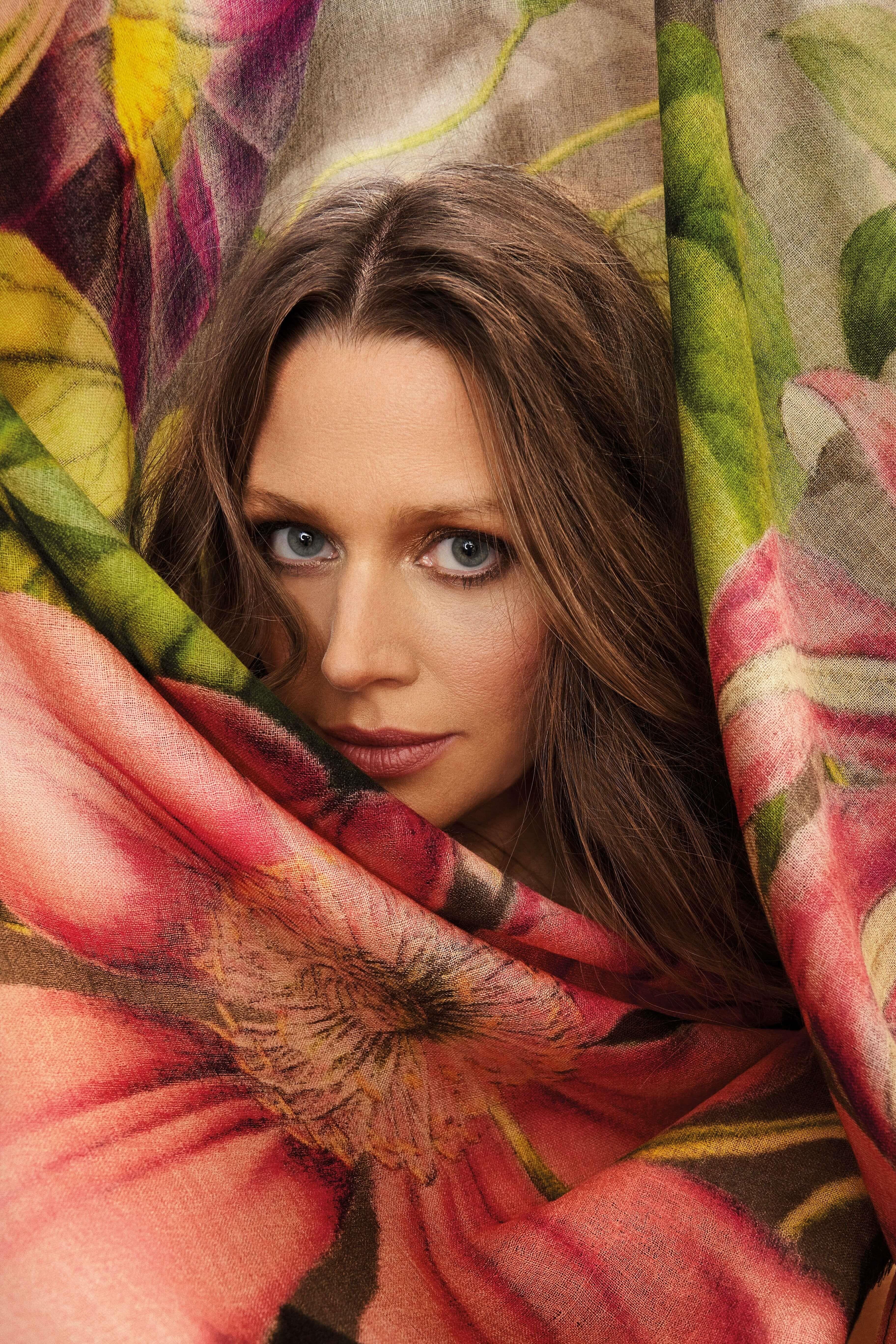 Wool Wrap Oversized Botanicals Scarf