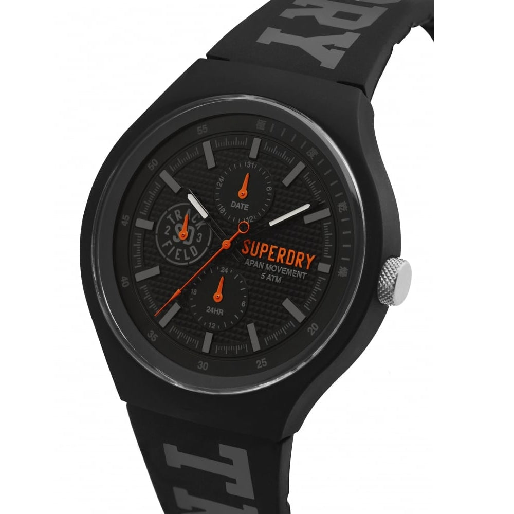 Urban Track & Field Black Multi Dial With Black Silicone Printed Strap