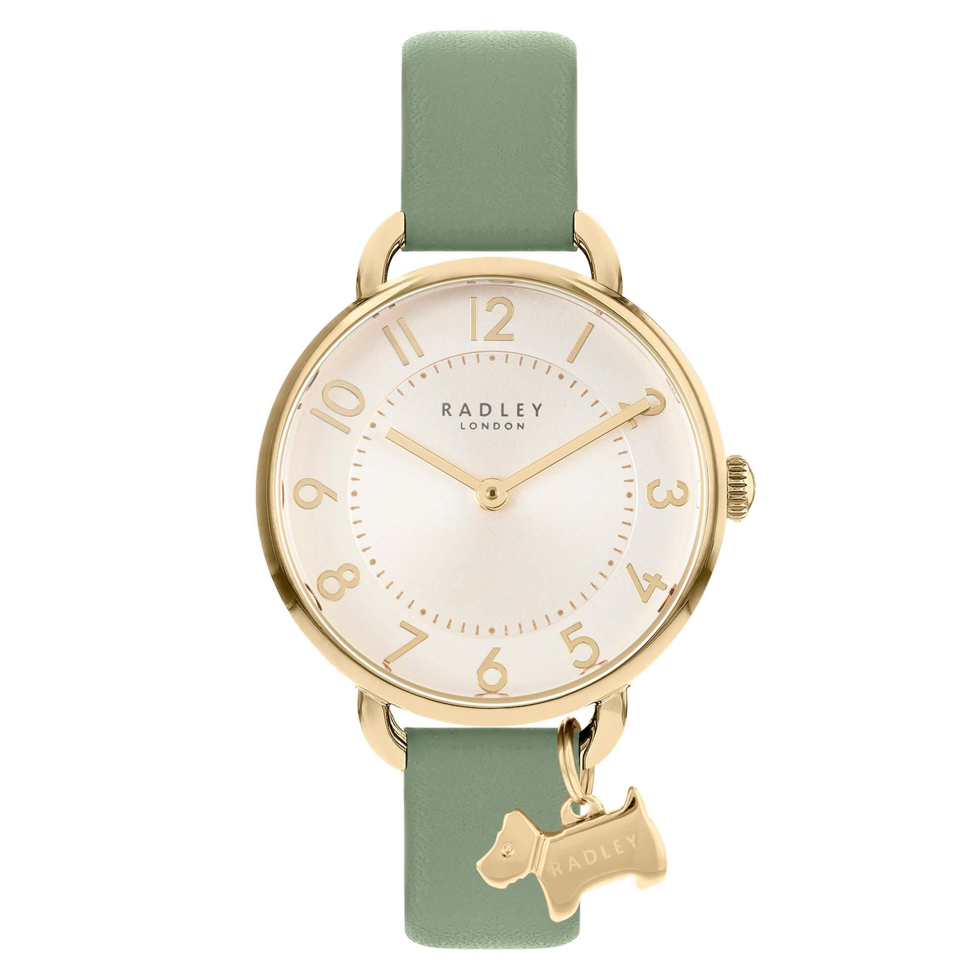 Gold Plated Open Shoulder Case Jade Strap Watch