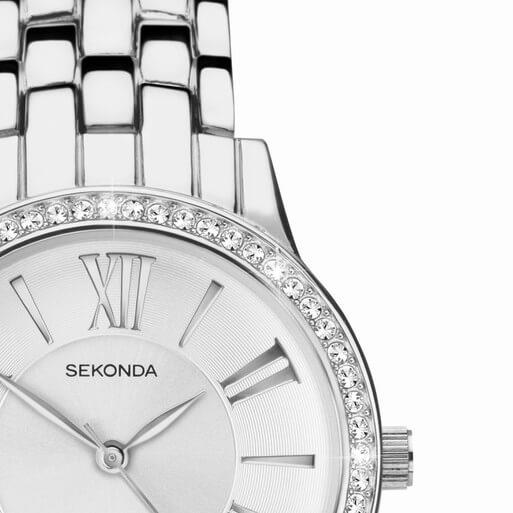 Charlotte Silver Dial With Silver Case & Alloy Bracelet Strap Ladies Watch