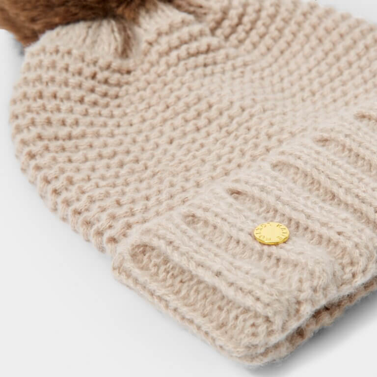 Chunky Knitted Hat | Light Taupe | 20cm X 23cm