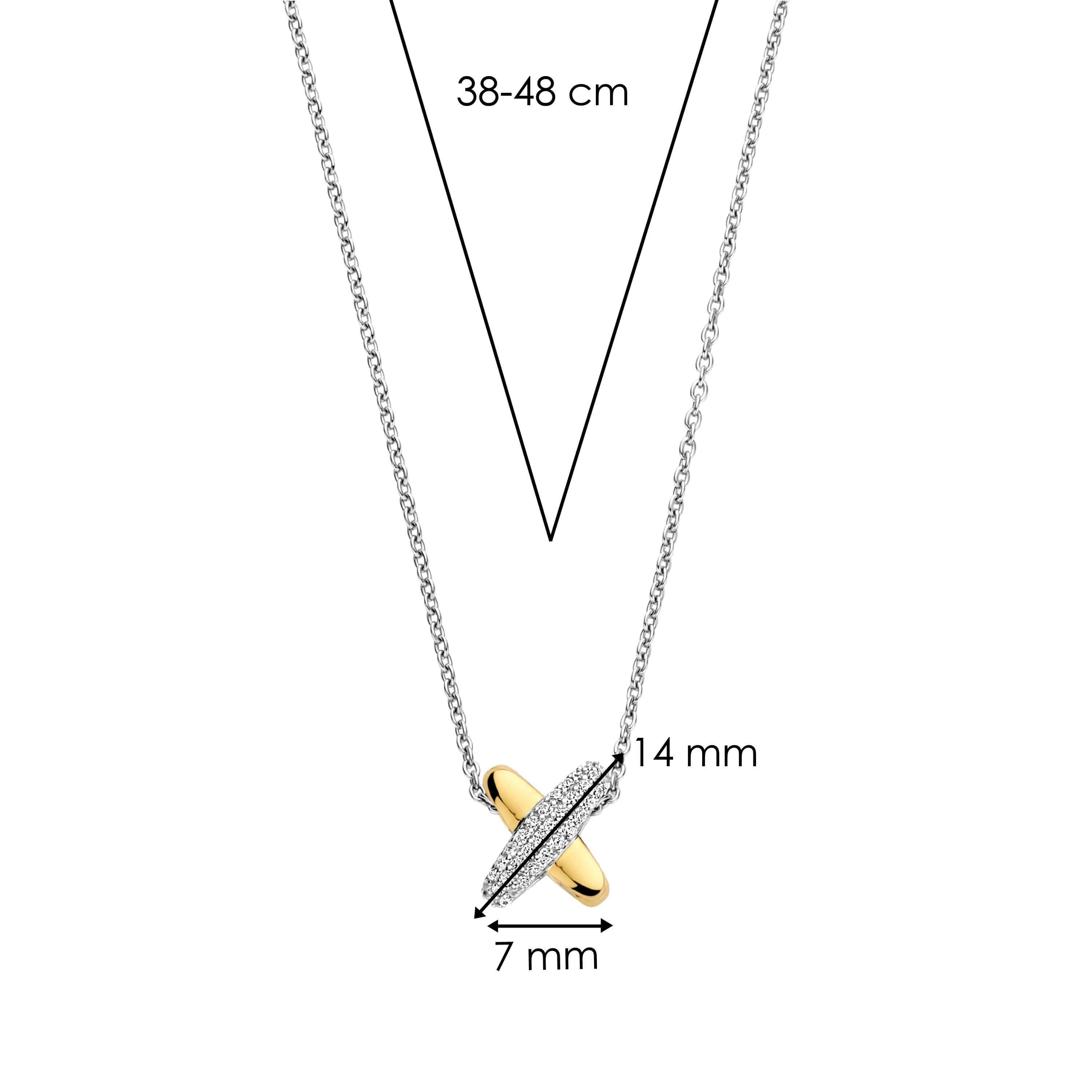 Circles & Cross-Over Pendant With Silver Chain Necklace
