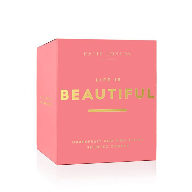 Sentiment Candle | Life Is Beautiful | Grapefruit And Pink Peony