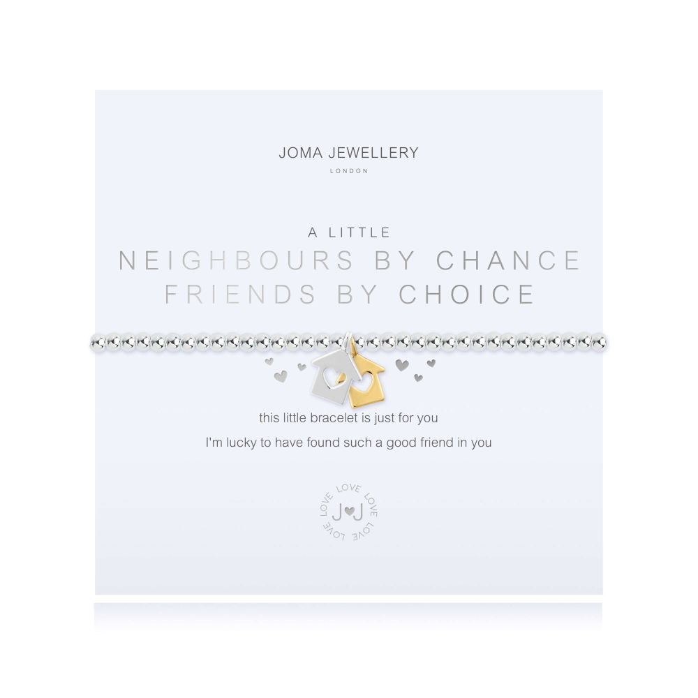 A Little | Neighbours By Chance Friends By Choice | Silver And Gold | Bracelet | 17.5cm Stretch