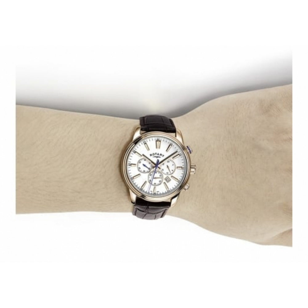 Rose Gold Plated Gents Chronograph Wristwatch