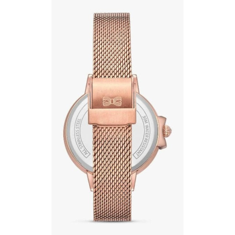 Rose Gold Mesh Strap & Floral Design Dial Ladies Watch