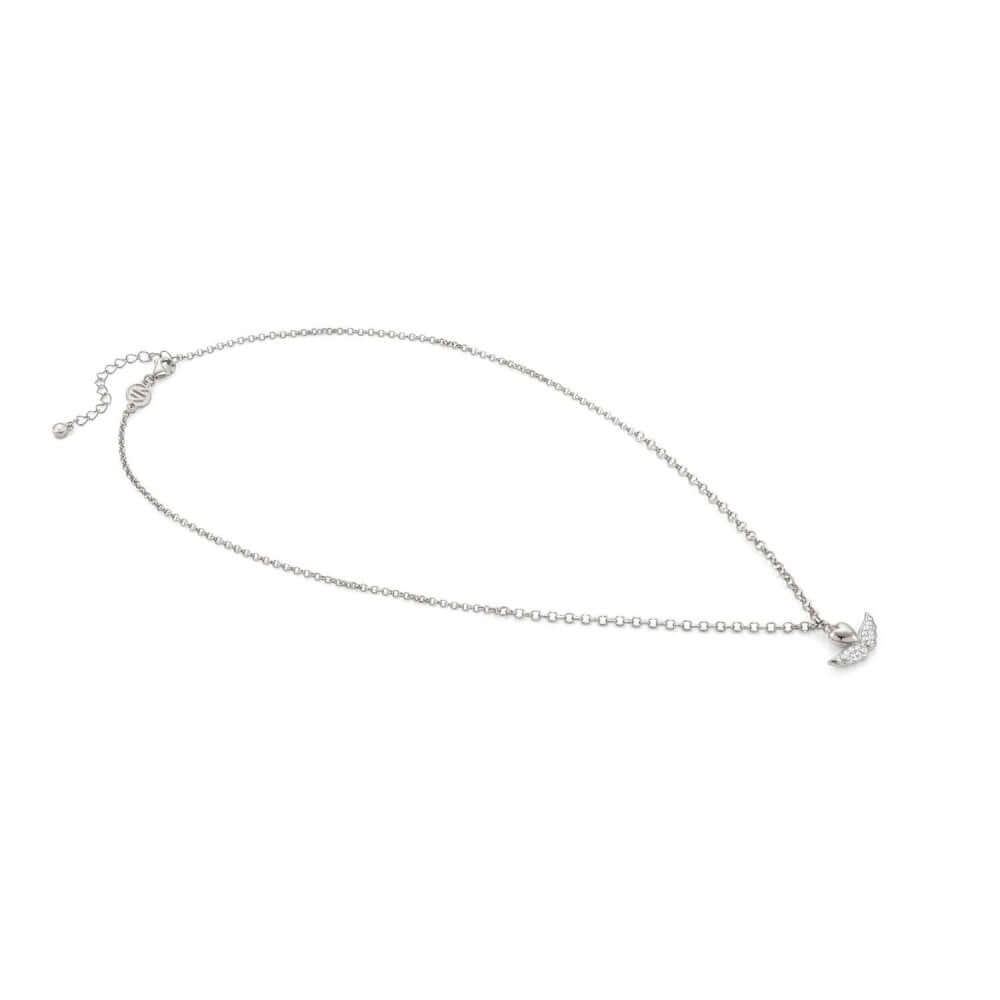 Sweetrock Romance Silver & CZ Winged Heart Pendant Necklace
