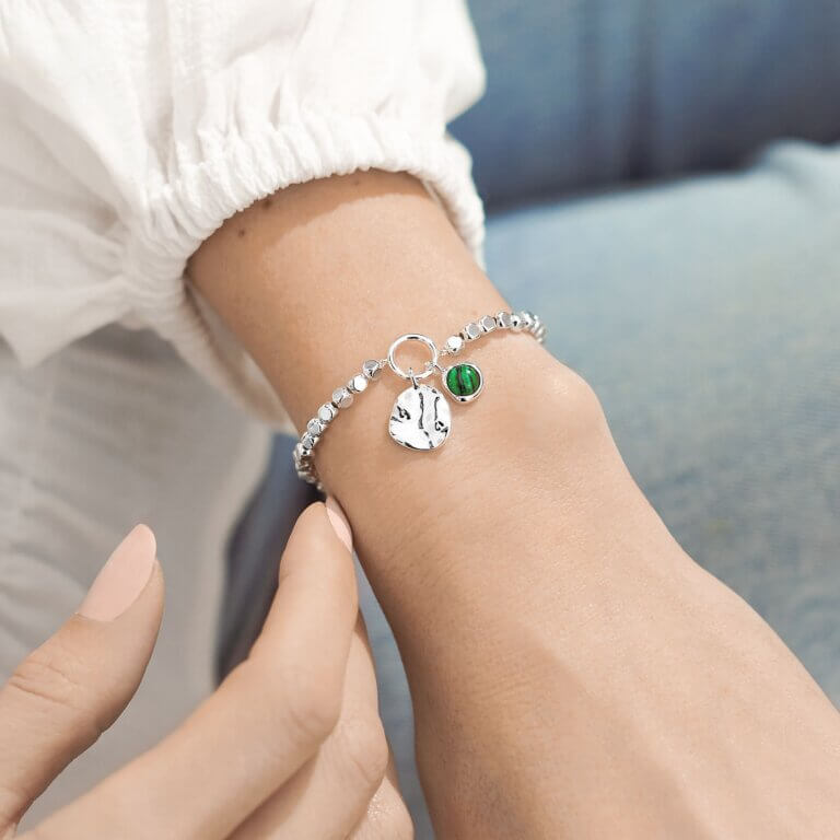Spirit Stones | Green Crystal | Silver | Bracelet | 17.5cm Stretch