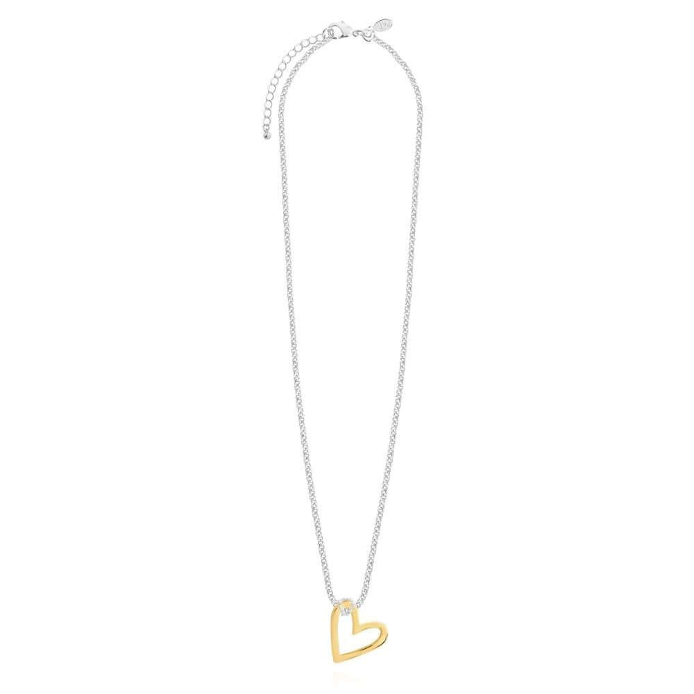 Lana | Hammered Heart | Silver And Gold | Necklace | 46cm + 5cm Extender