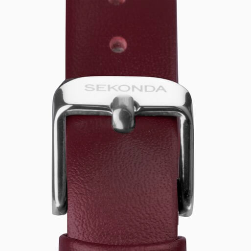 Nordic White Dial & Red Leather Strap Ladies Watch