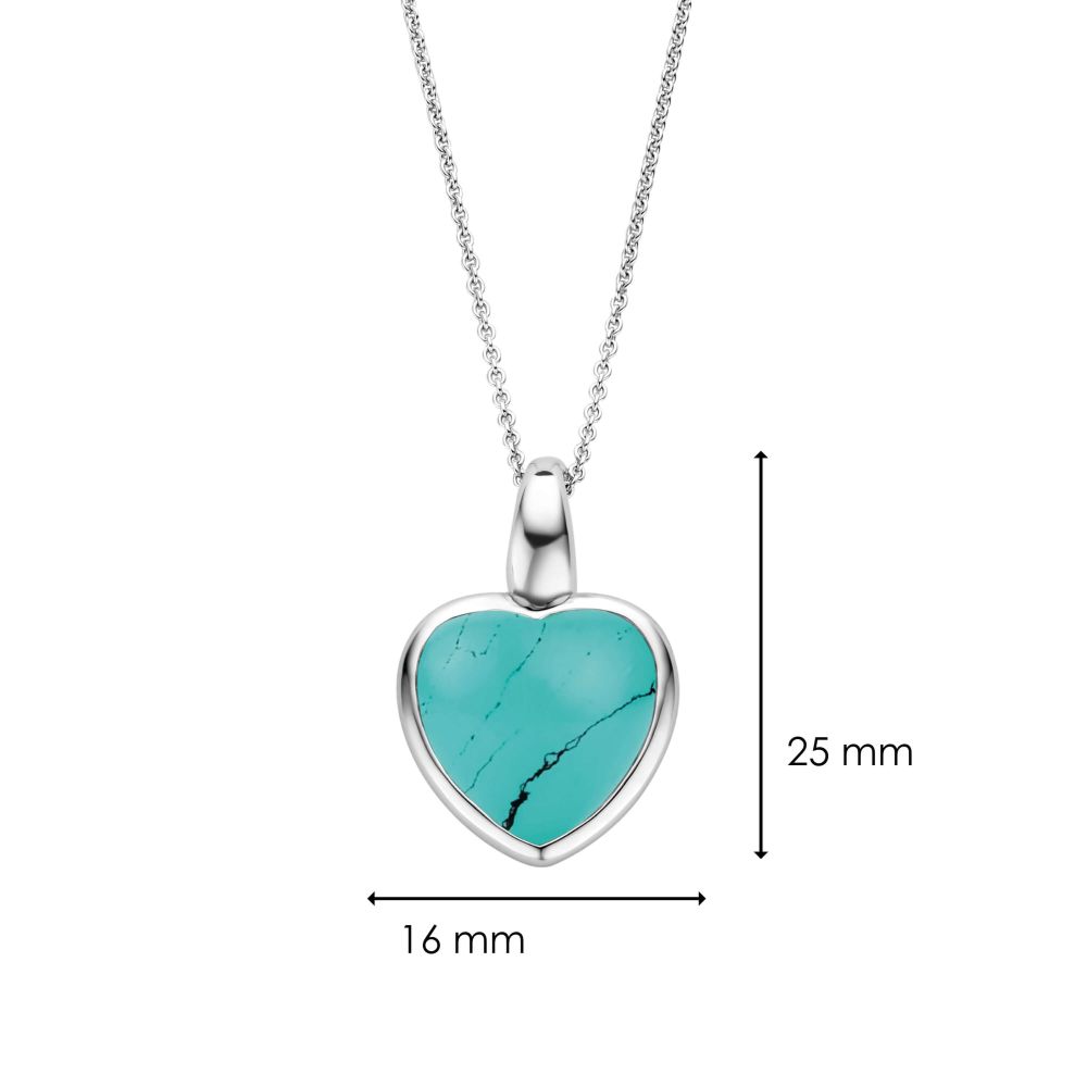 Turquoise Heart Shaped Silver Pendant Necklace