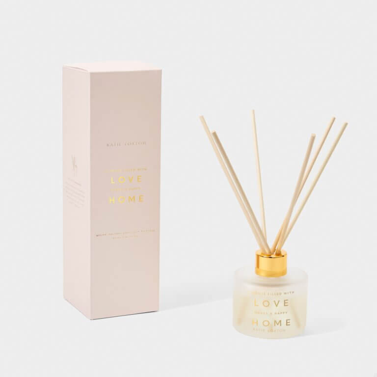 Sentiment Reed Diffuser | A House Filled With Love Makes A Happy Home | White Orchid And Soft Cotton