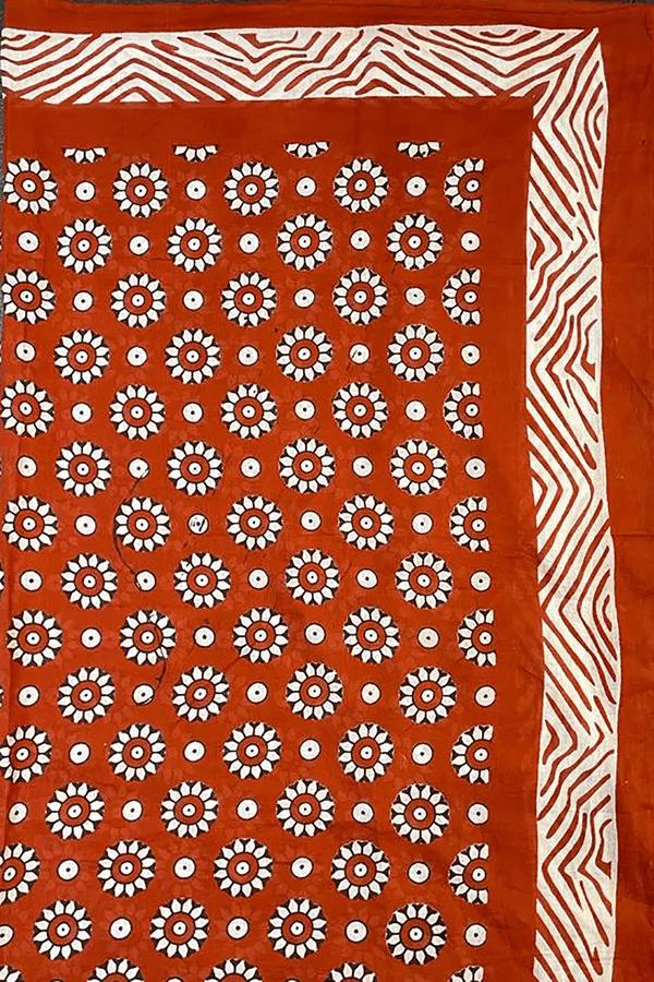 Hand Printed Cotton Sarong Coggs Rust