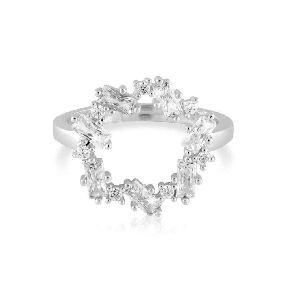 Be The Sparkle Silver Halo Ring Adj Size M