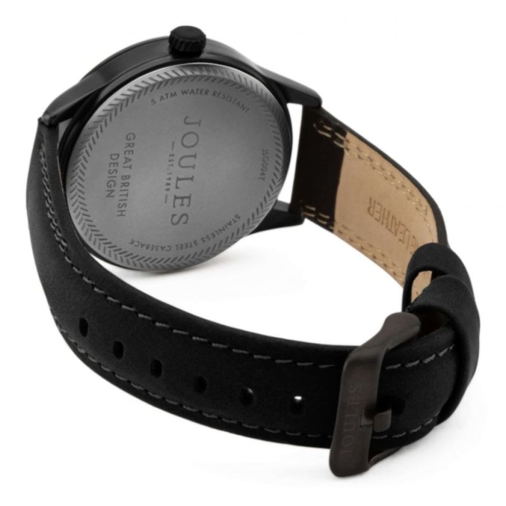 Black Waterproof Leather Strap  Black Sunray Dial Gents Watch