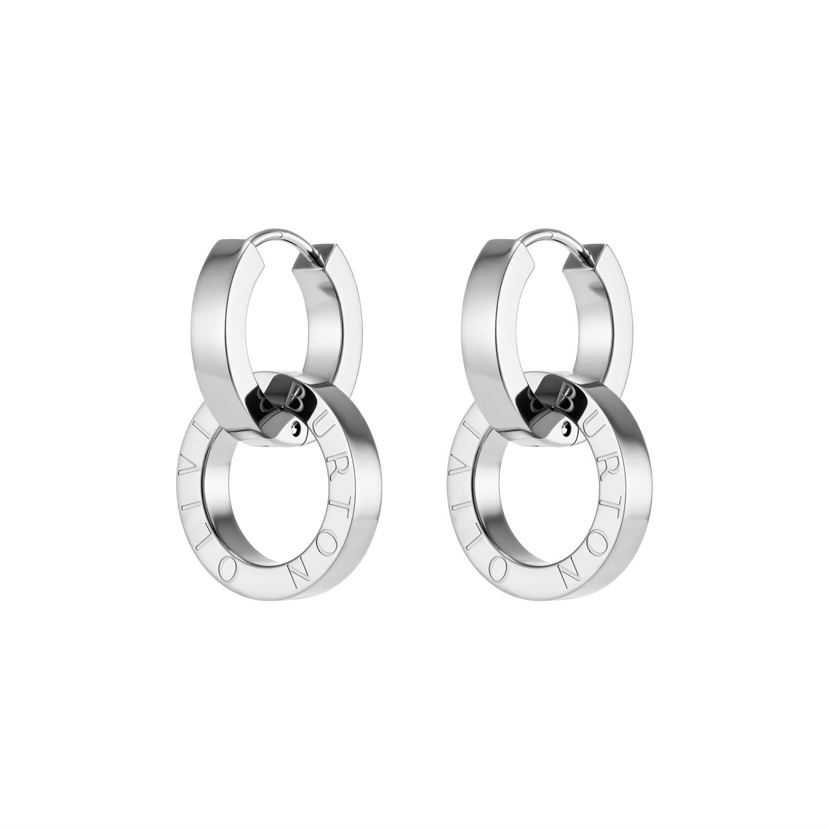 Signature Honeycomb Toggle Silver Tone Hoop Earrings